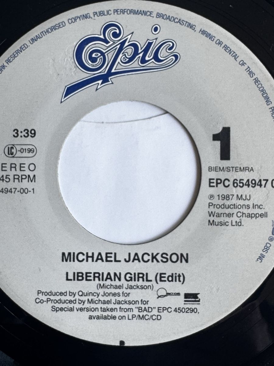 Schallplatten: Michael Jackson - Liberian Girl - 7" Single - 80s – Gebraucht aus Rorbas von BlackstarRecords 1