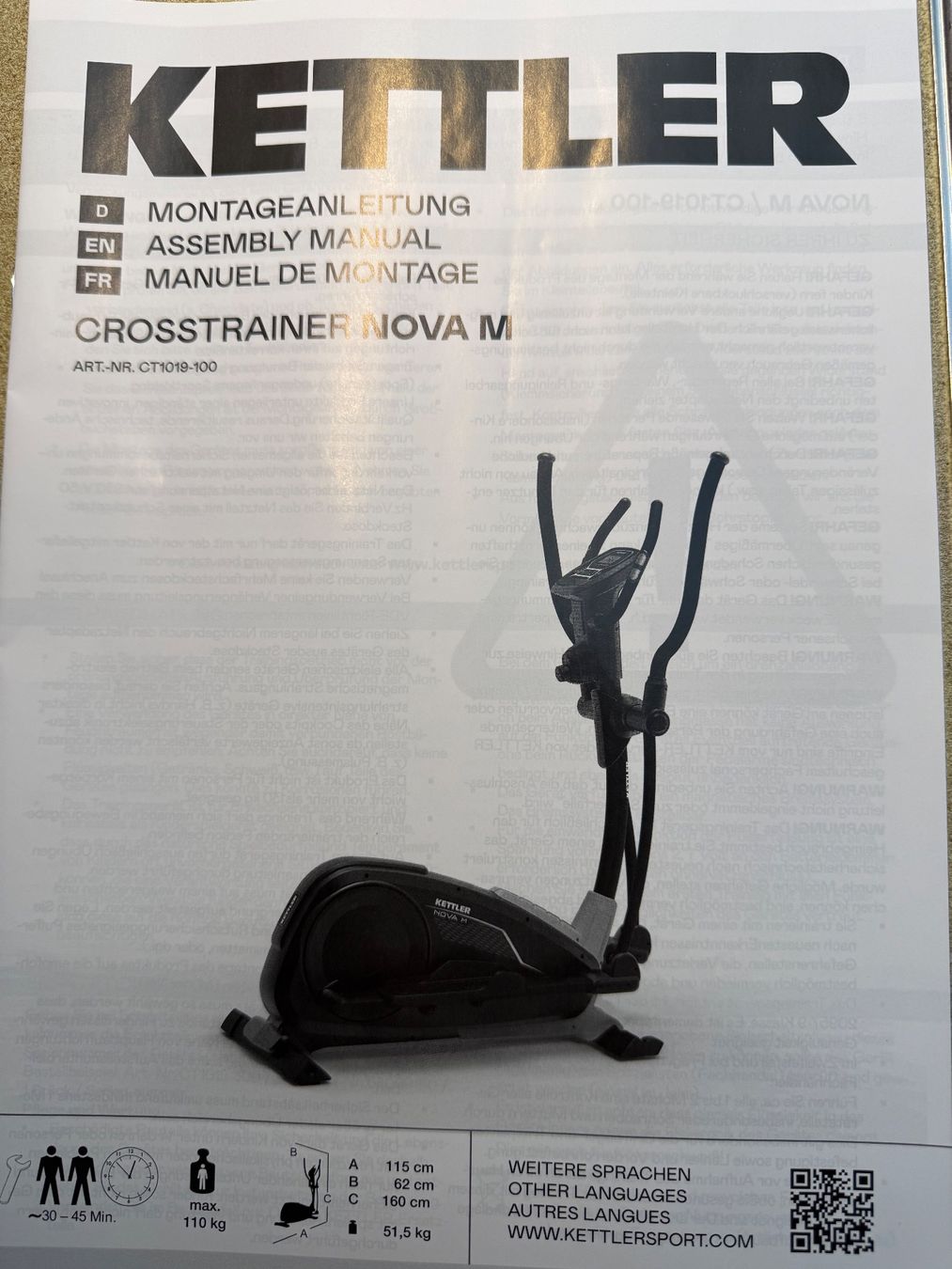 Kettler Hometrainer: KETTLER Crosstrainer Nova M – Gebraucht aus Birsfelden von yvo_q2c7
