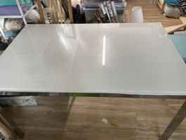 Esstisch Glas Weiss mit Chromgestell – 135 x 85 cm