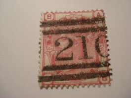 Grossbritannien uralte Marke 3 Pence, Stempel 210