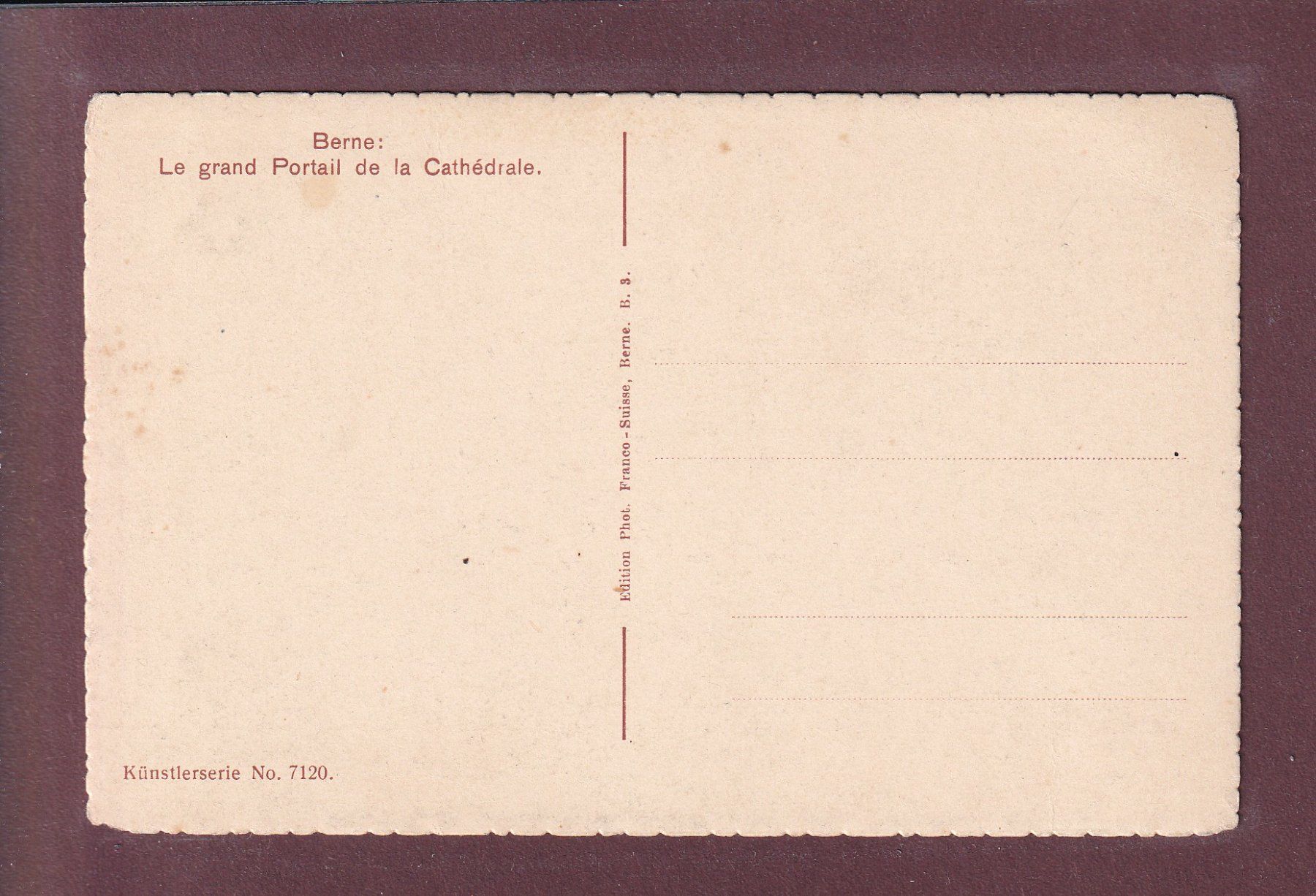Cartoline postali: BERN - Münster - Hauptportal – Usato da Pully venduto da nicecards 1