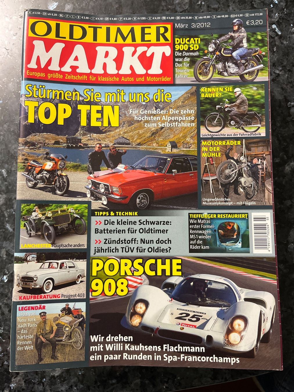 Riviste & Magazine: Oldtimer Markt Zeitschrift 03/2012 Porsche 908 Ducati – Usato da Goldach venduto da SSRConzept