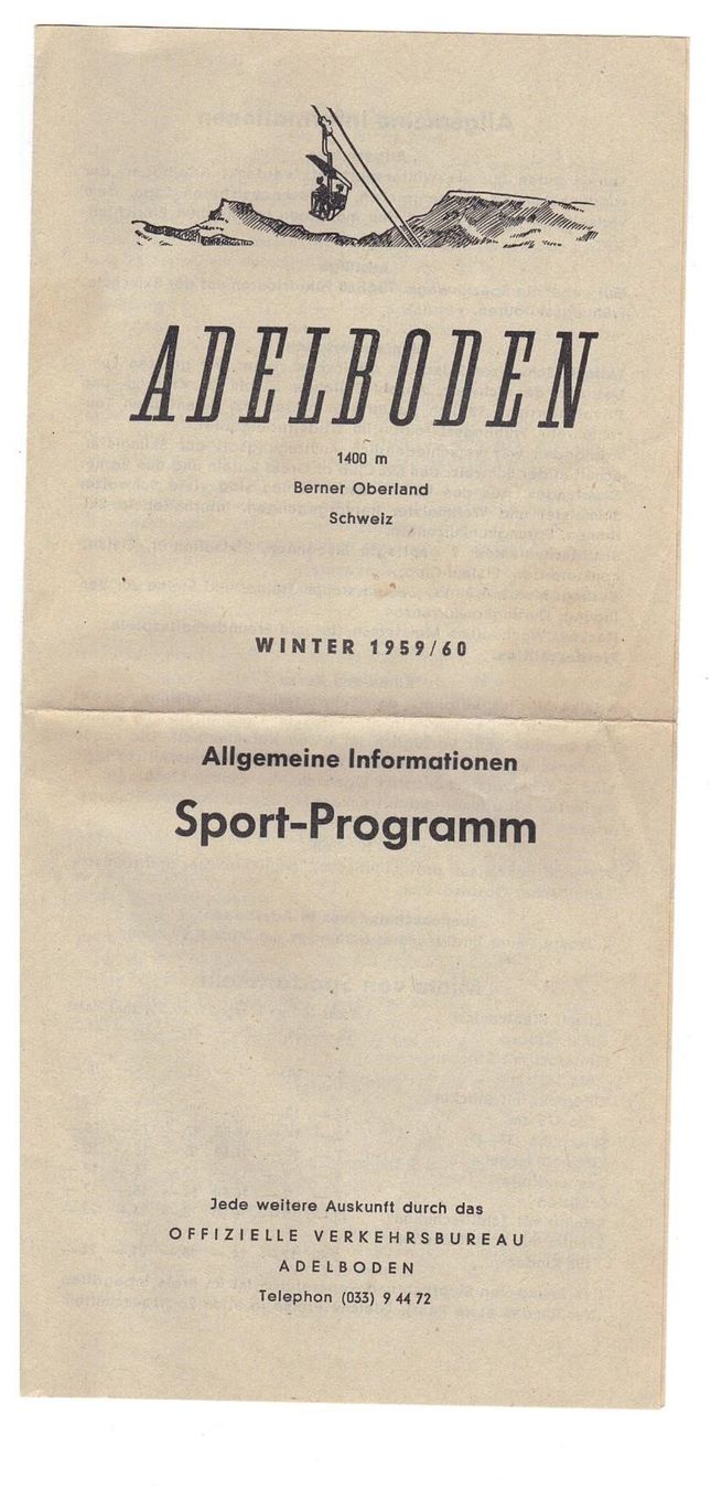 Dokumente: Werbeprospekt ADELBODEN Sport Programm1959/60 – Gebraucht aus Büetigen von philat