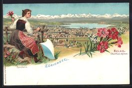 Litho Zürich, Züricherin in Tracht, Z