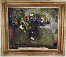 Blumenstillleben – Öl auf Leinwand – datiert 1950 – gerahmt