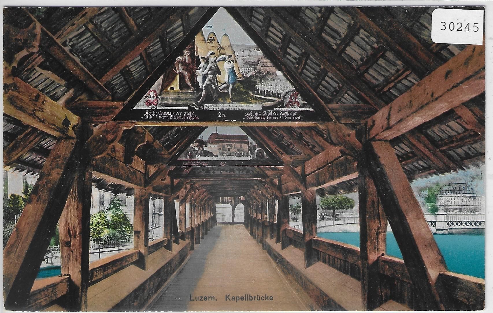 Cartoline postali: Luzern - Kapellbrücke innen - Litho – Usato da Ettingen venduto da Kartenplanet