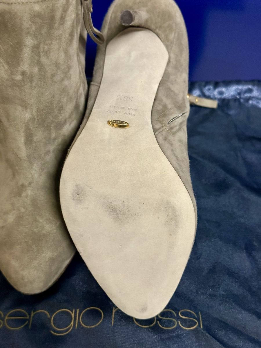 Sergio Rossi Scarpe da donna: Bottines hauts talons,Sergio Rossi,daim gris, taille 36.5. – Usato da Genève venduto da Tom6 6