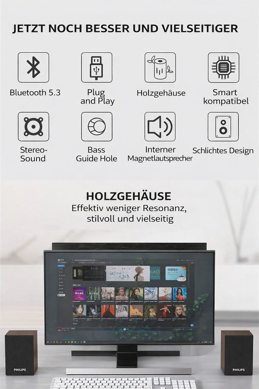 Philips Casse acustiche: Philips SPA20 Bluetooth Stereo-Lautsprecher | Holzgehäuse | – Nuovo e nell'imballaggio originale da Winterthur venduto da SwissTechStore 2