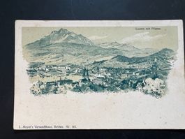 Ansichtskarte Luzern mit Pilatus Stich 1920 (V129)
