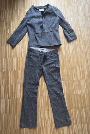 Marella Wool Blend Women's Suit Set, Size 38, Gray Tone
