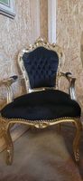 1 Schwarz Gold, Barock Sessel, Samt