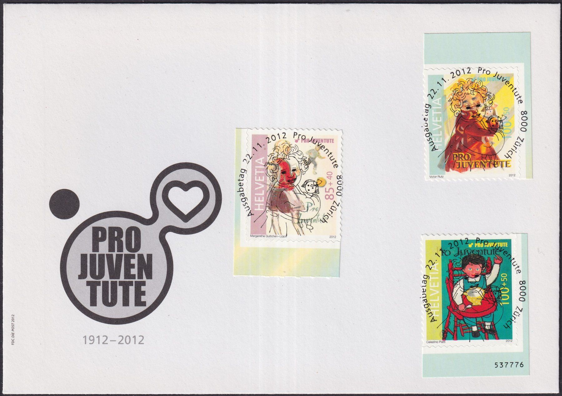 Tutti i francobolli: 2012: J406Aa-J408Aa, adressloser FDC, Kat: 60.- Markenheft – Usato da Sursee venduto da Luzernerraute