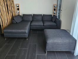 Ecksofa mit Ottomane (Antrazit)