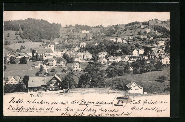 Cartoline postali: AK Teufen, Ortsansicht mit Umgebung – Usato da Berlin venduto da bartko-reher