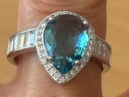 Luxus Elegante Gr.19/9 Ring Farbe: Silber /Blau