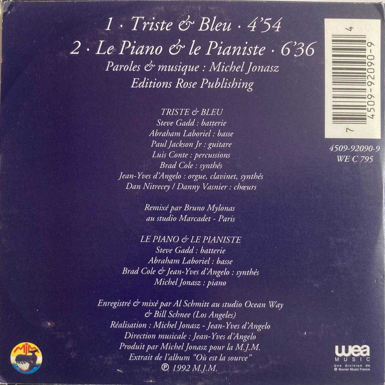 CD: MICHEL JONASZ - TRISTE & BLEU – Usato da Poliez-Pittet venduto da Newtown-Records 1