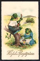 Ein Froschpaar bei einem Picknick, verme