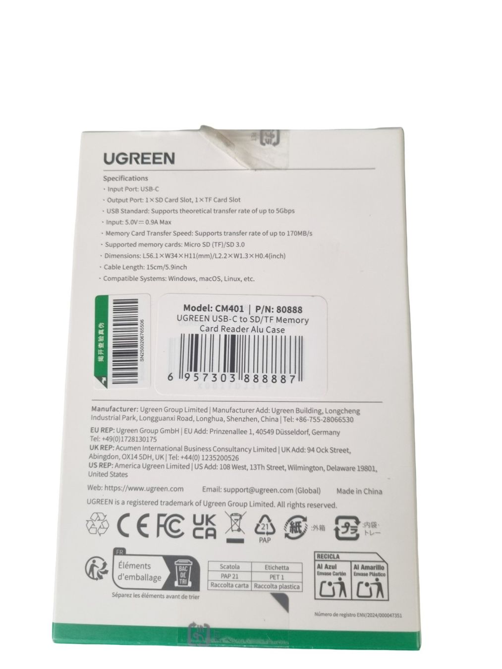 Ugreen Kartenlesegeräte: UGREEN USB-C SD/TF Kartenleser – Neu (gemäss Beschreibung) aus Wangen b. Olten von Restwert_Wangen 1