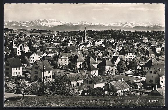 Cartoline postali: Uster, Teilansicht mit Kirche, Blick auf – Usato da Berlin venduto da bartko-reher