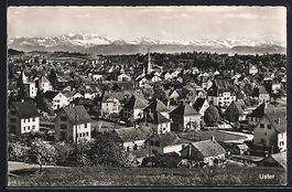 Uster, Teilansicht mit Kirche, Blick auf