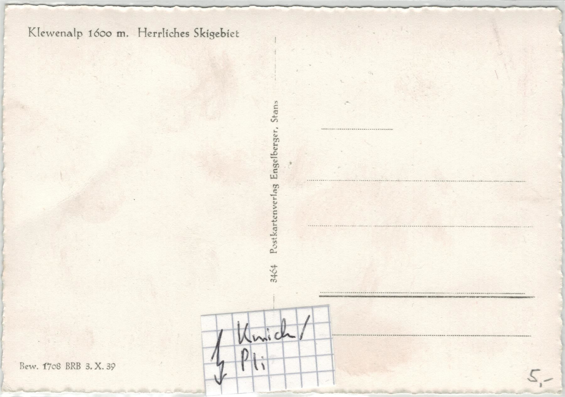 Cartoline postali: NW 8 Klewenalp Schneespuren – Nuovo (secondo la descrizione) da Fribourg venduto da philafri 1