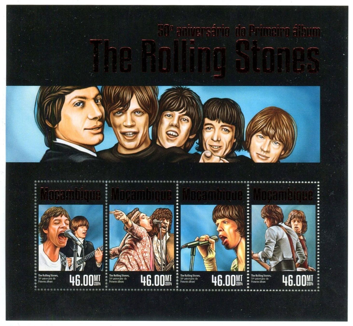 Tutti i francobolli: Block "The Rolling Stones". Mosambik – Nuovo e nell'imballaggio originale da Basel venduto da Butsch5