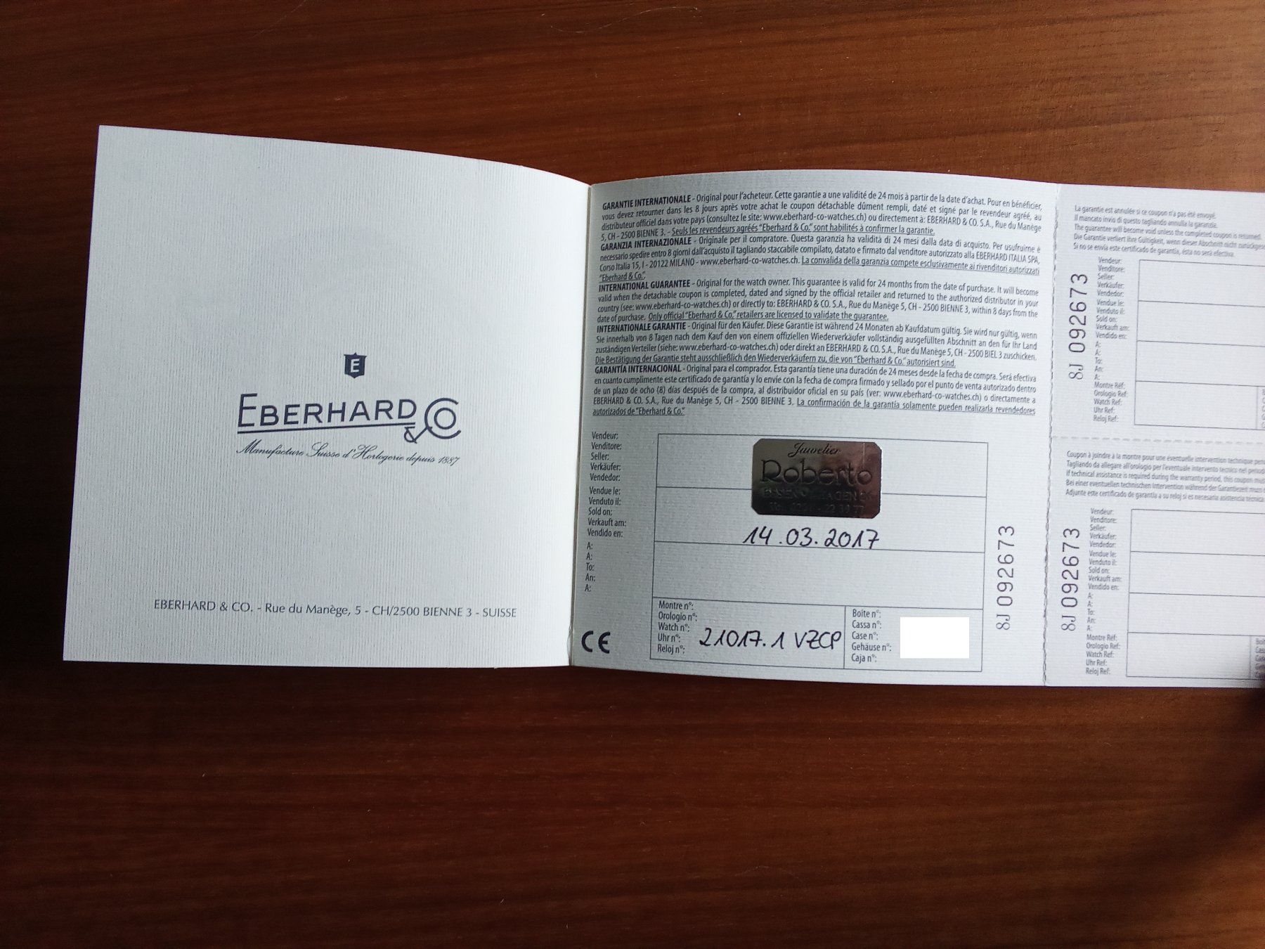 Eberhard & Co. Uhren: Eberhard Co 8 Jours Handaufzug Ref. 21017 Full Set / Fullset – Gebraucht aus Siblingen von Jayuah 8