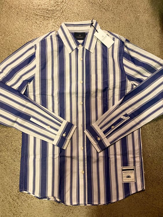 Chemise Homme SCOTCH & SODA - Taille L - Bleu Denim - 100% Coton - Coupe Régulière - Occasion Parfait état