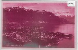 Vevey - Vue generale - lila Karte