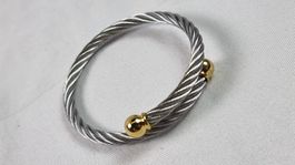 Edelstahl Armreif Gold Kugeln Damen   538