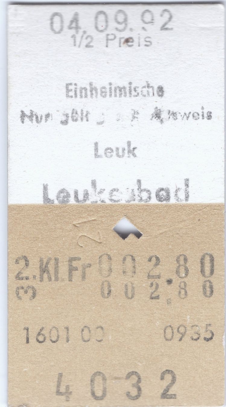 Biglietti: Billette Leuk - Leukerbad Einheimische – Usato da Langenthal venduto da Sammlungs_aus