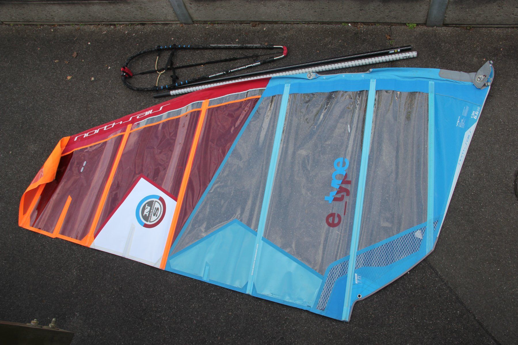 North Sails Surfen: Windsurfrigg, North E-Type 6.6m2 mit Mast und Gabelbaum – Gebraucht aus Thun von