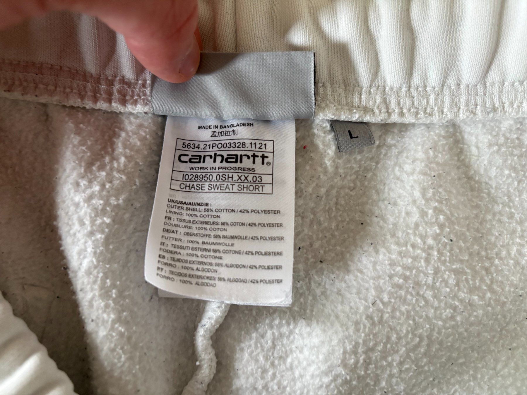 Carhartt Pantaloni: Carhartt WIP Chase Sweat Short Weiss – Usato da Muri AG venduto da as.secondary 3