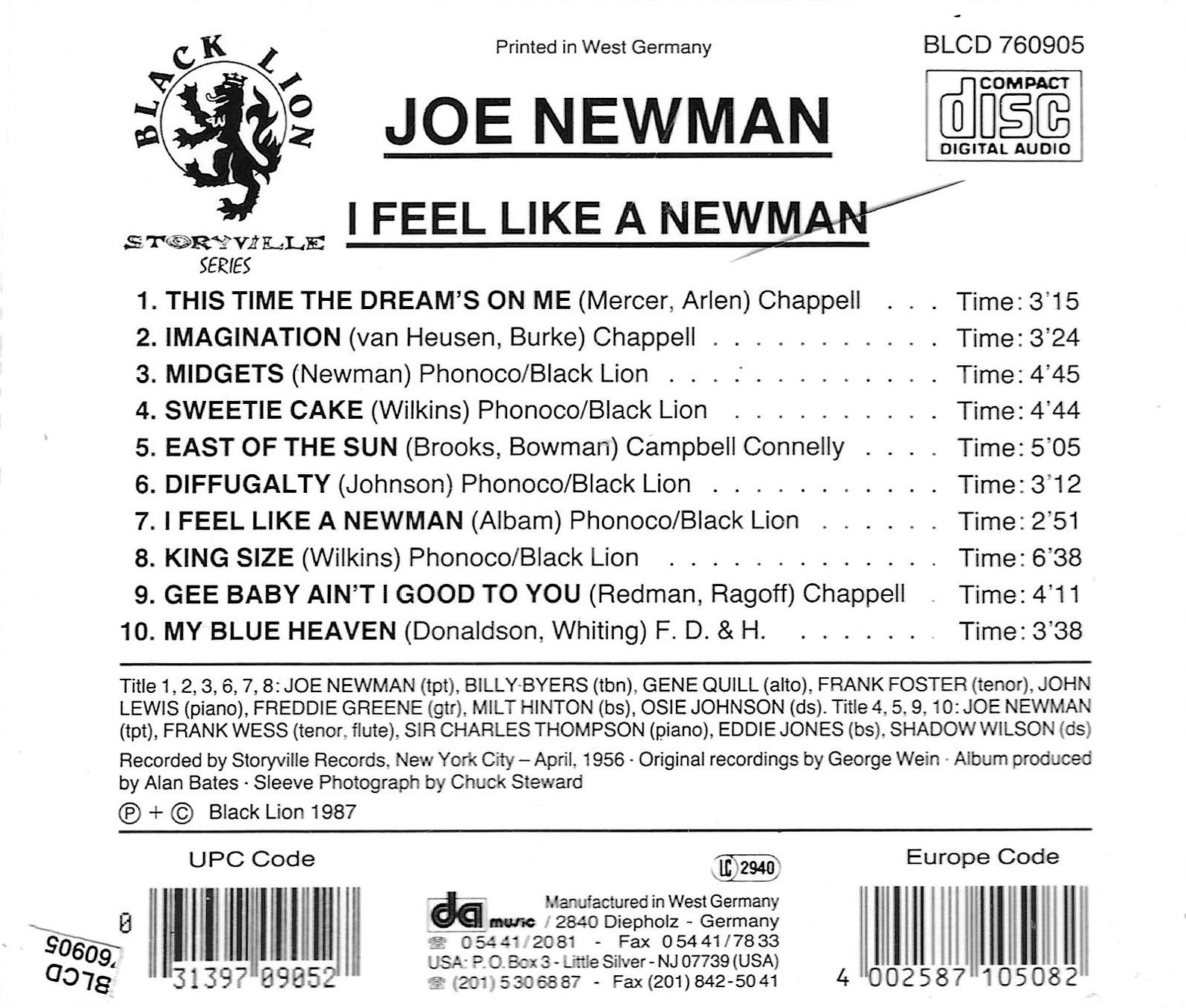 CD: Joe Newman - I Feel Like A Newman – Usato da Savagnier venduto da Ne2065 1