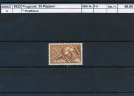 1923 Flugpost - 35 Rp., SBK Nr. F6, ** postfrisch