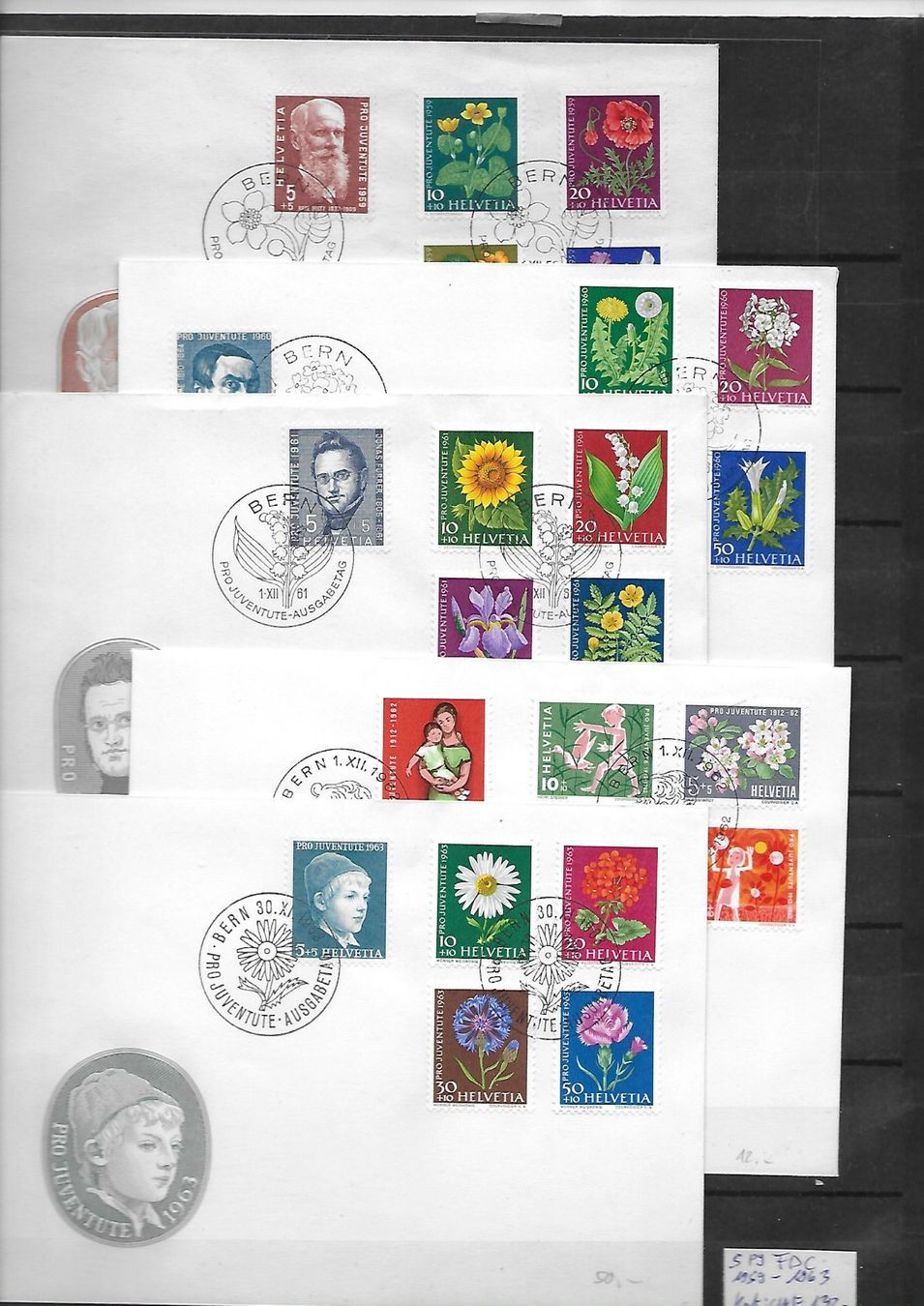 Tous les timbres: 5 PJ FDC 1959 - 1963 Kat: CHF 132.- – D'occasion à Basel par Ilp