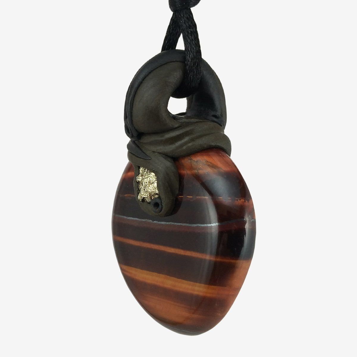 Minerali & Pietre curative: Rotes Tigerauge als Steinanhänger mit Pyrit – Nuovo e nell'imballaggio originale da Meilen venduto da BYRD-Design 1