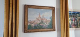 Ölgemälde A. Bory 1937 Stadtansicht / Peinture à l'huile