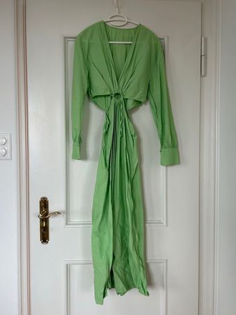 Mango Lime Maxi Dress Cut Outs - Mango Kleid in Grün S