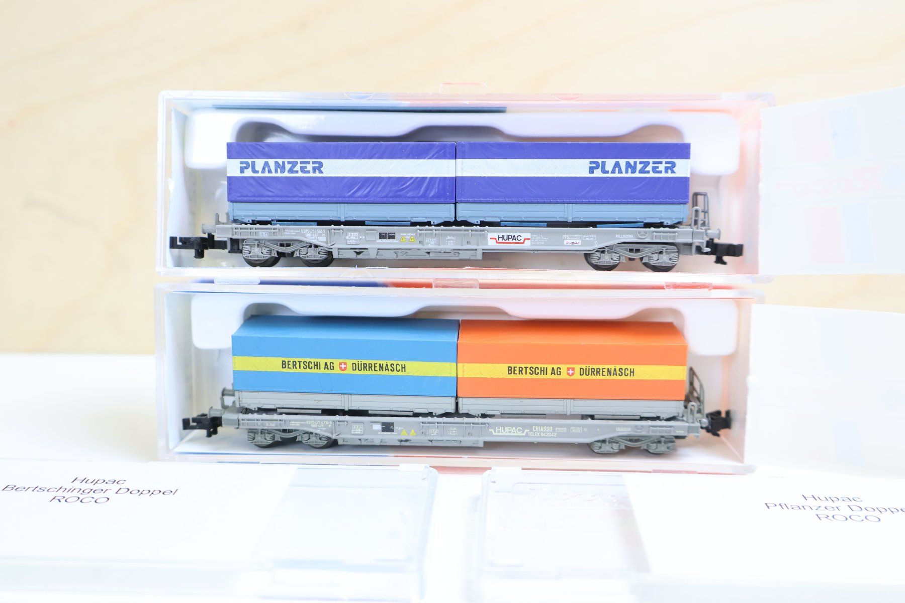 Roco Modellini di ferrovie: ROCO 2 x SBB HUPAC Wagen Set 25213/15 Spur N – Usato da Winterthur venduto da Monstera 3