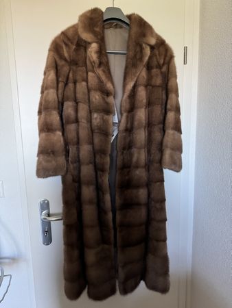 Pelzmantel Saga Mink braun langer Schnitt sehr guter Zustand