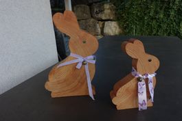 Hasen aus Holz im 2er-Set, handgefertigt in der Schweiz