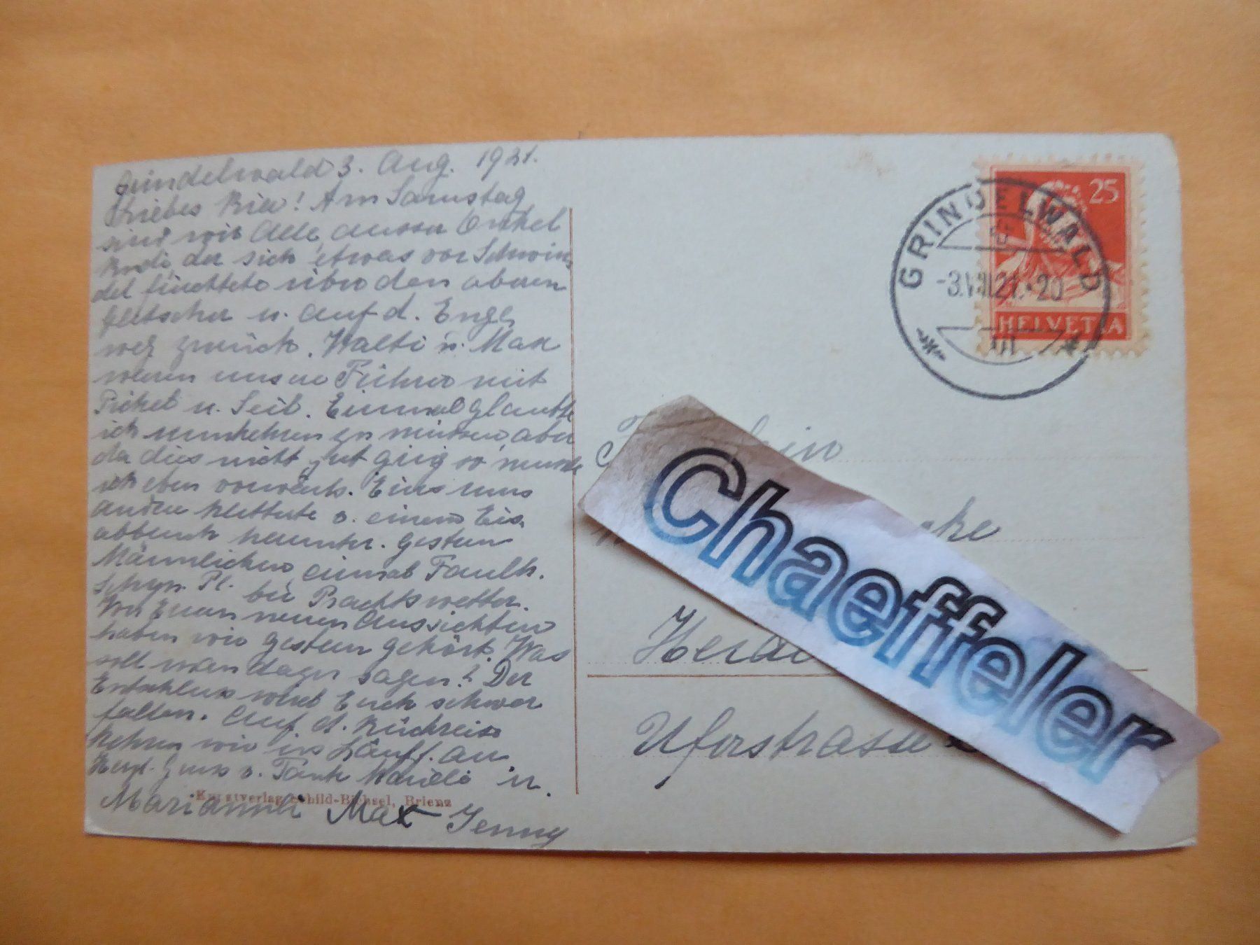 Cartoline postali: 1921 Oberer Grindelwald - Gletscher – Usato da Zürich venduto da Chaeffeler 1