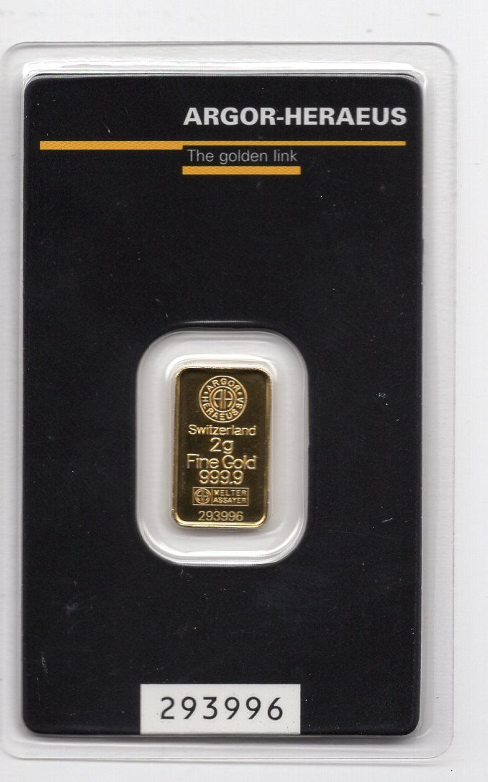 Metalli preziosi: (1056) Goldbarren 2 g, Argor, stgl – Usato da Rüthi (Rheintal) venduto da erdnuessli1