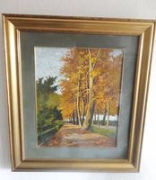 Oelbild, Alee mit Herbstlaub