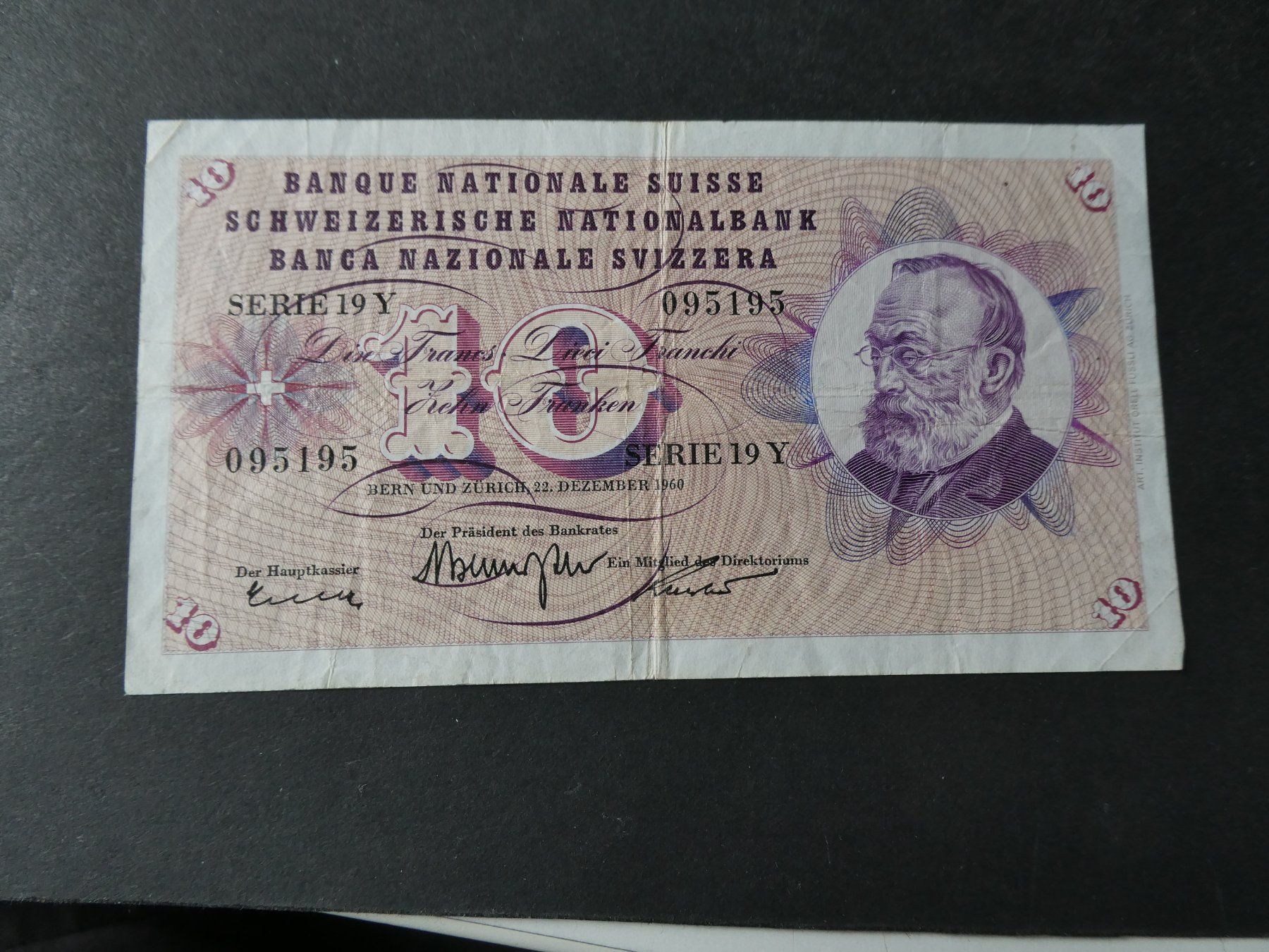 Banconote: Schweiz 1960, 10 Franken – Usato da Hinterforst venduto da Rohusri