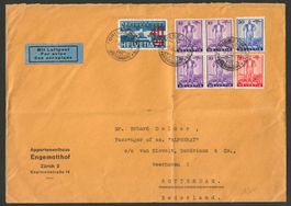 1936 : Flugpostbrief mit W2 - W4 nach Rotterdam