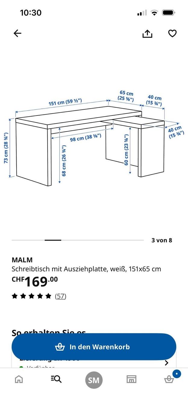Ikea Scrivanie: IKEA MALM - ausziehbares Büromöbel – Usato da Langenthal venduto da Tosafaal 5