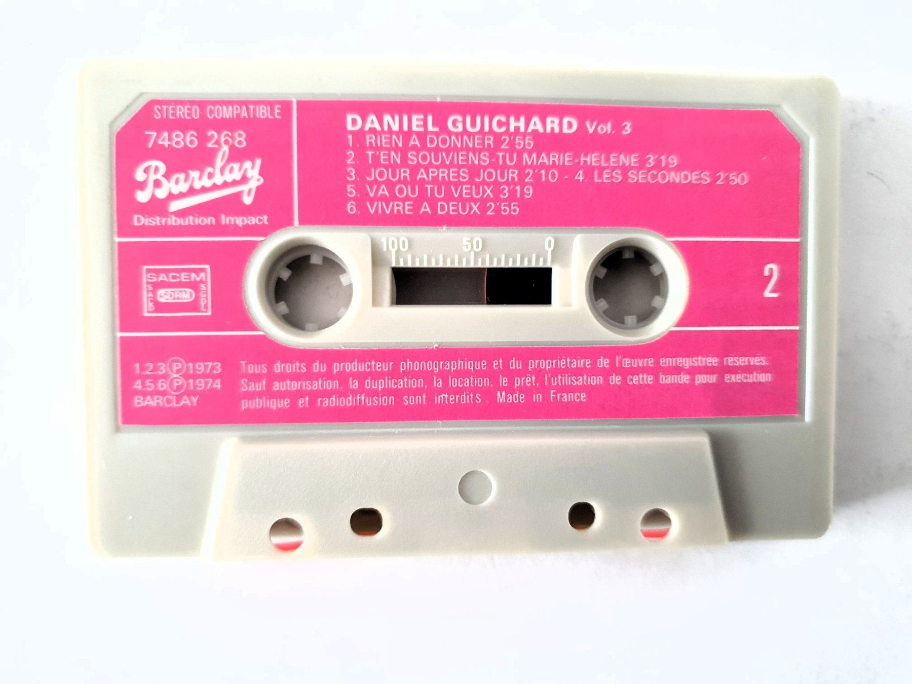 Musicassette: Daniel Guichard, Volume 3, Barklay 7486 268, 1980 – Usato da Martigny venduto da Abm1000 3