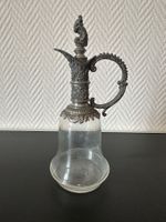 Antike Karaffe/Weinkaraffe mit Zinnapplikationen, Zinn/Glas